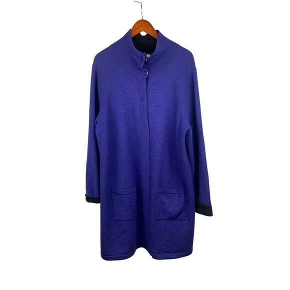 Chicos Long Purple Wool Coat Jacket Size 3 - Picture 1 of 5